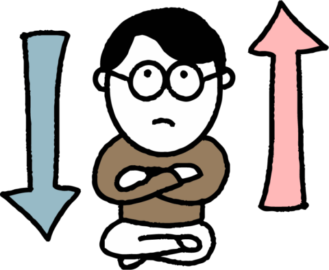 上がるか下がるか悩むnak