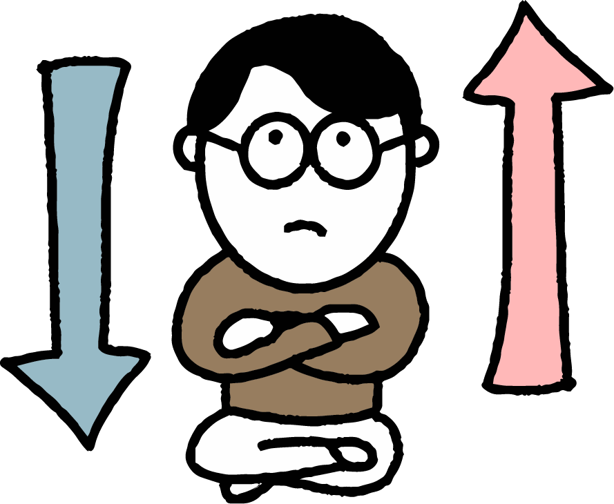 上がるか下がるか悩むnak