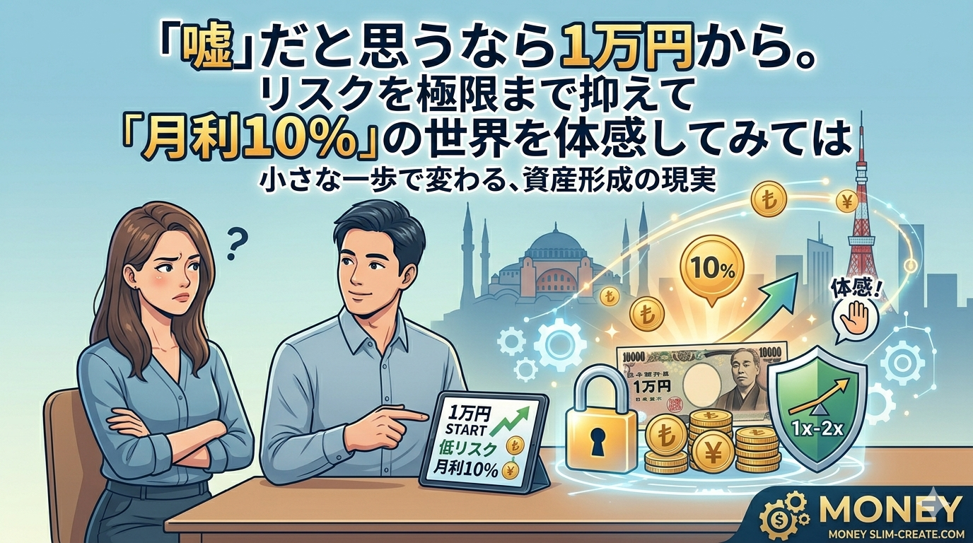 「嘘」だと思うなら1万円から。リスクを極限まで抑えて「月利10％」の世界を体感してみては